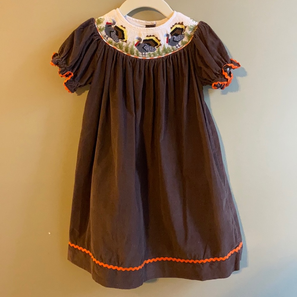 Crescent Moon Kids Turkey Hunt Smocked 3t Dress